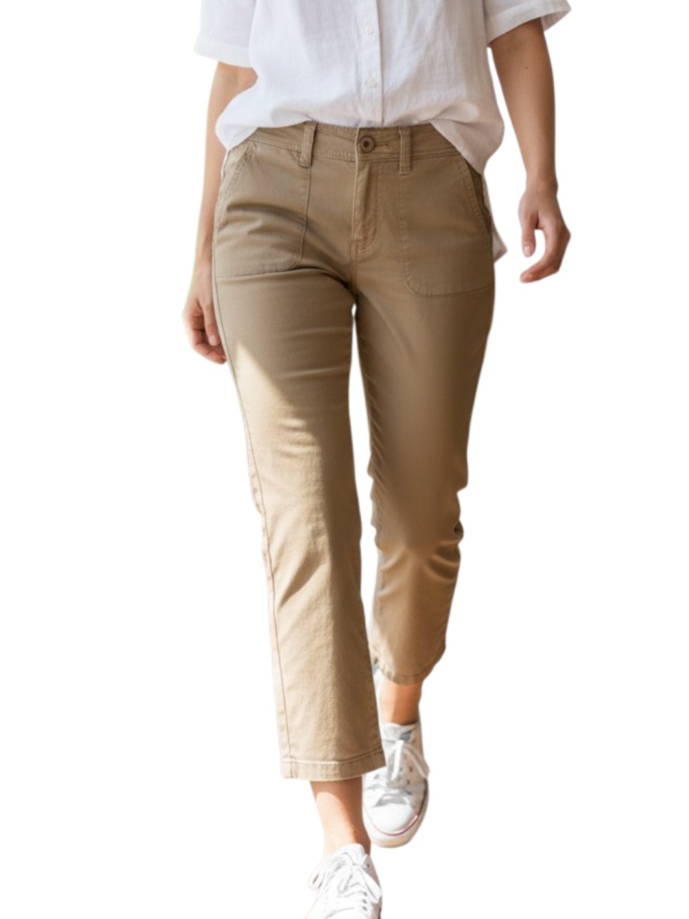 Levi's Khaki Straight-Leg Pants with Floral Waistband